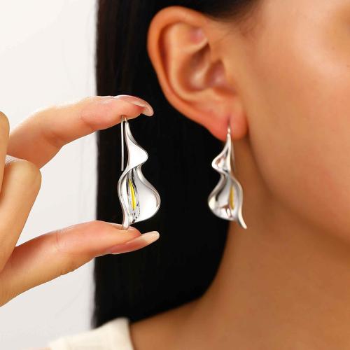 Boucles d'oreilles pendantes en laiton, Calla Lily, Placage, pour femme, protéger l'environnement, sans nickel, plomb et cadmium, Vendu par paire