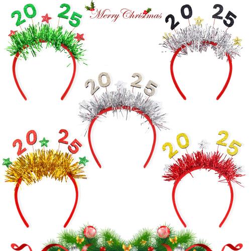 PET Hair Band with Glitter & Plastic Number Christmas Design Sold By PC