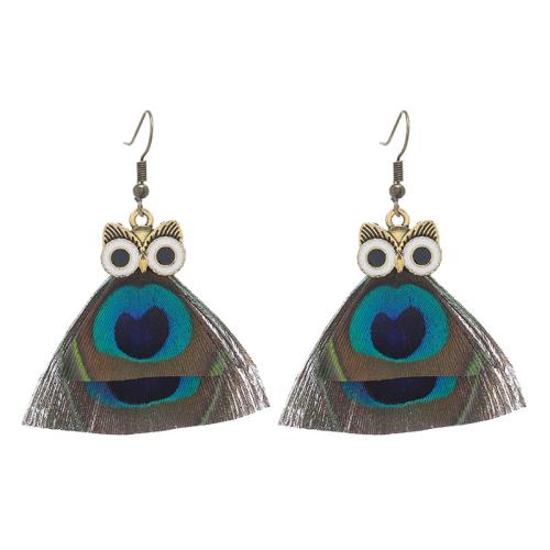 Feather Drop Earring, med Zinc Alloy, Owl, håndlavet, Vintage & forskellige stilarter for valg & for kvinde, Solgt af par