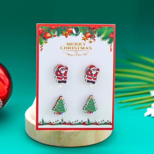 Christmas Earrings Wood Christmas Design & fashion jewelry & for woman Sold By Set