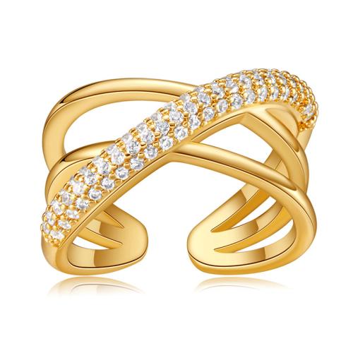 Kubieke Circonia Micro Pave Brass Ring, Messing, mode sieraden & micro pave zirconia & voor vrouw, Verkocht door PC