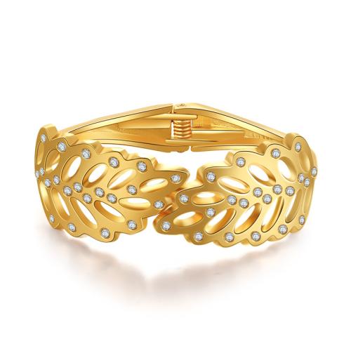 Sinc Alloy Bangle Jewelry, Leaf, jewelry faisin & do bhean & le rhinestone, Diameter:60mm, Díolta De réir PC