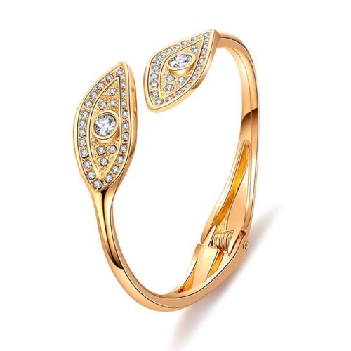 Zinc Alloy Bangle Smykker, Leaf, mode smykker & for kvinde & med rhinestone, Diameter:60mm, Solgt af PC