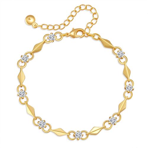 Brass Bracelet & Bangle with 6cm extender chain fashion jewelry & for woman & with rhinestone Length Approx 17 cm Sold By PC