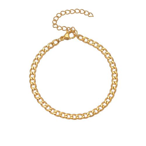 Stainless Steel Jewelry Bracelet 304 Stainless Steel with 5cm extender chain fashion jewelry & Unisex golden Length Approx 15.5 cm Sold By PC