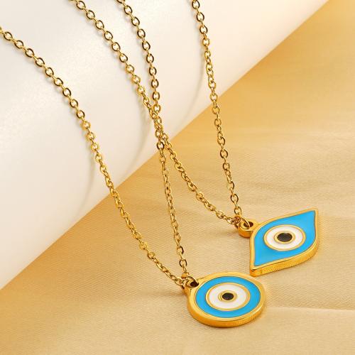 Collier Evil Eye bijoux, Acier inoxydable 304, styles différents pour le choix & pour femme & émail, Longueur Environ 45 cm, Vendu par PC