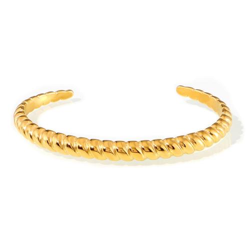 Pulseira de aço titânio, Partículas de aço, joias de moda & para mulher, dourado, 6mm, Diametro interno:Aprox 60mm, vendido por PC