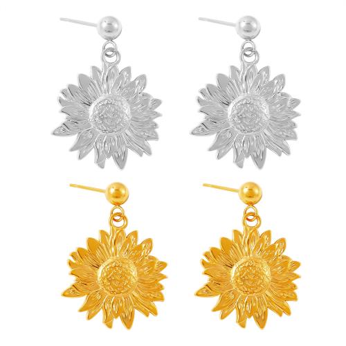 Titanium Steel  Earring Sunflower fashion jewelry & for woman Sold By Pair