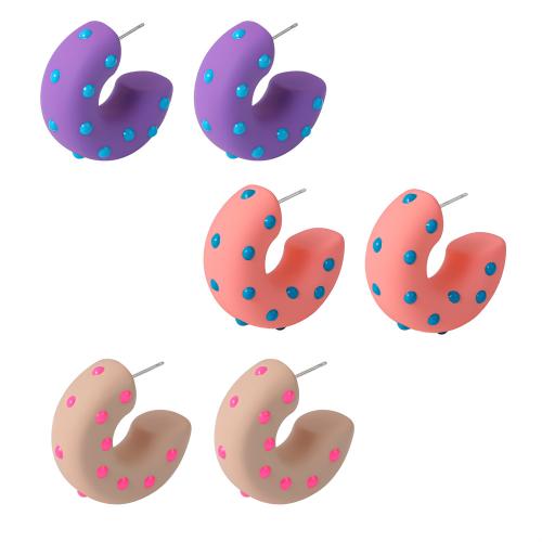 Stainless Steel Stud Earrings 304 Stainless Steel with Resin epoxy gel fashion jewelry & for woman Sold By Pair