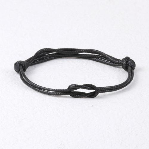 Fashion Create Wax Cord Bracelets Double Layer & Adjustable & fashion jewelry & for man black Length Approx 25 cm Sold By PC