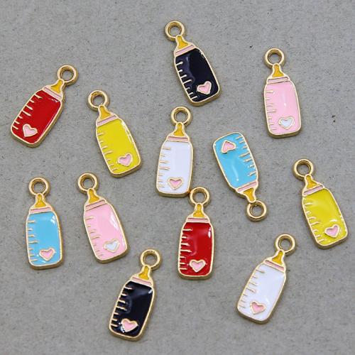 Zinc Alloy Enamel Pendants feeding bottle gold color plated DIY nickel lead & cadmium free Sold By Bag