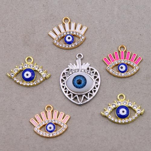 Evil Eye Hängen, Zink Alloy, plated, DIY & onda ögat mönster & olika stilar för val & emalj & med strass, fler färger för val, nickel, bly och kadmium gratis, 100PC/Bag, Säljs av Bag