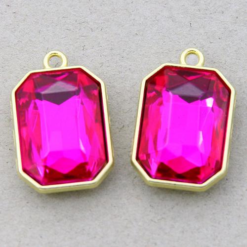 Zinc Alloy Pendants with Glass Rectangle gold color plated DIY nickel lead & cadmium free Sold By Bag