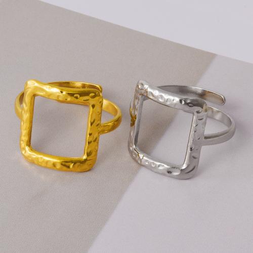 Stainless Steel Finger Ring 304 Stainless Steel Square plated for woman Sold By PC