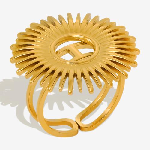 Stainless Steel Finger Ring 304 Stainless Steel Sun plated for woman Sold By PC