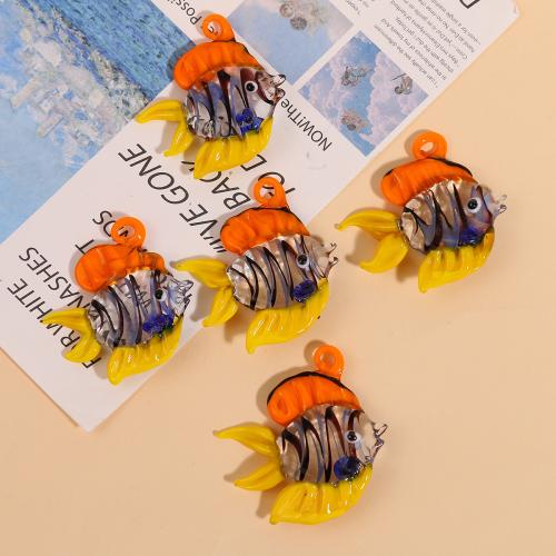 Fashion Lampwork Pendants Fish DIY mixed colors Sold By PC