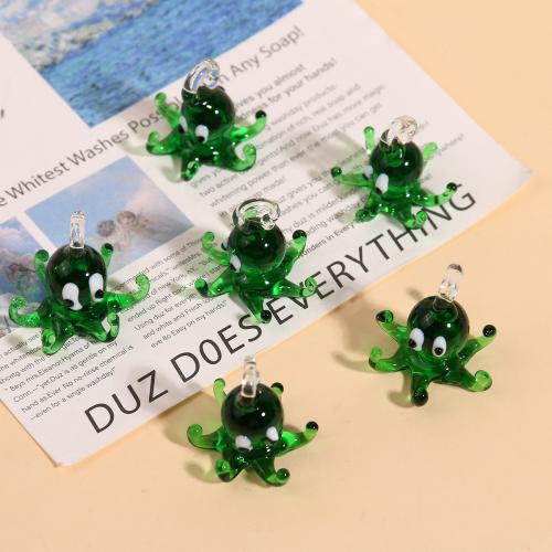 Fashion Lampwork Pendants Octopus DIY green Sold By PC