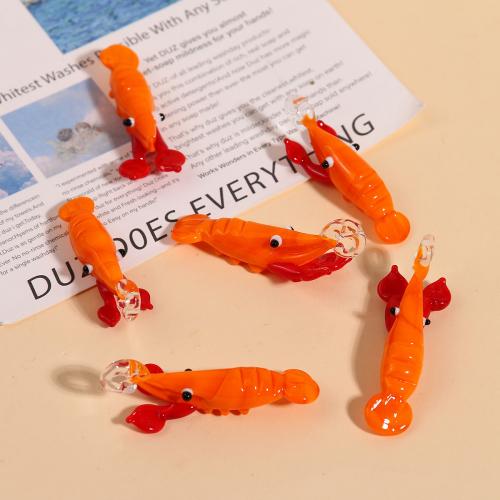 Fashion Lampwork Hangers, Kreeft, DIY, oranje, 45x16mm, Verkocht door PC