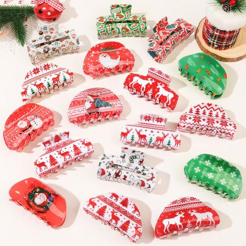 Hair Claw Clips Plastic handmade Christmas Design  & for woman Sold By PC