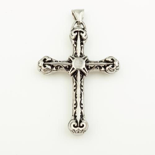 Nerezová ocel Cross Přívěsky, 304 Stainless Steel, Kříž, DIY, Původní barva, 63x42mm, Otvor:Cca 3mm, Prodáno By PC