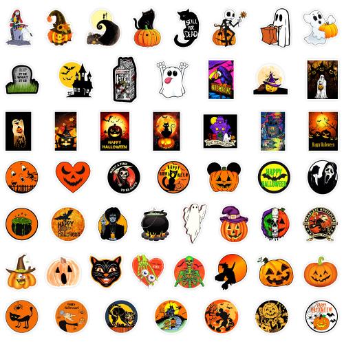 Papel Adesivo, PVC macio, Impressão, Design de Halloween & padrão misto & DIY & prova de água, Sheet size: 4-8cm, Aprox 50PCs/Bag, vendido por Bag