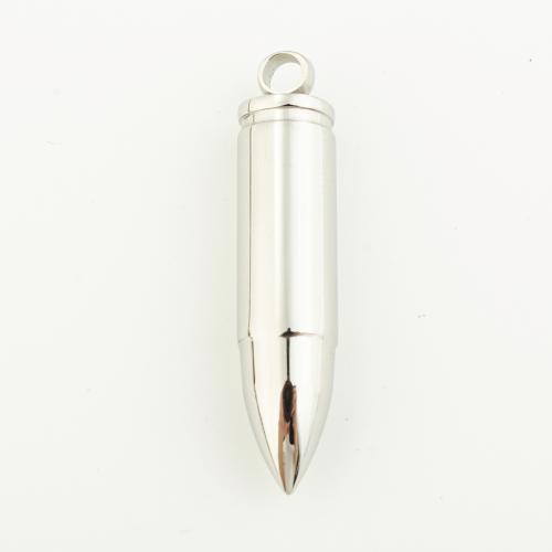 Rostfritt stål Smycken Hängen, 304 rostfritt stål, Bullet, DIY, ursprungliga färgen, 45x10mm, Hål:Ca 4mm, Säljs av PC