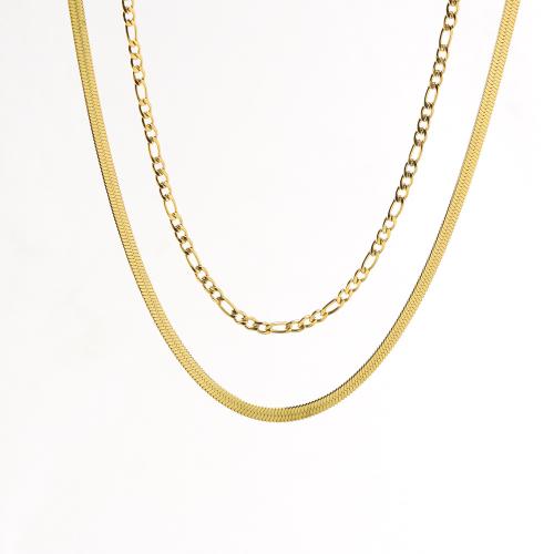 Stainless Steel Jewelry Necklace 304 Stainless Steel Double Layer & fashion jewelry & for woman gold Sold By PC