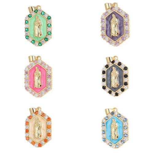 Cubic Zirconia Micro Pave Brass Pendant plated DIY & micro pave cubic zirconia & enamel Sold By PC