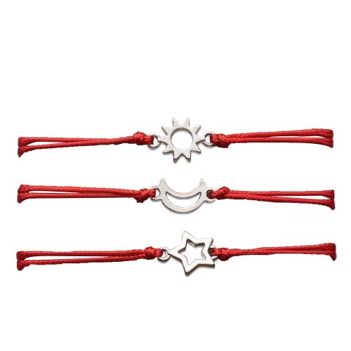 Stainless Steel Jewelry Bracelet 304 Stainless Steel with Wax Cord polished three pieces & for woman Length Approx 16 cm Sold By Set