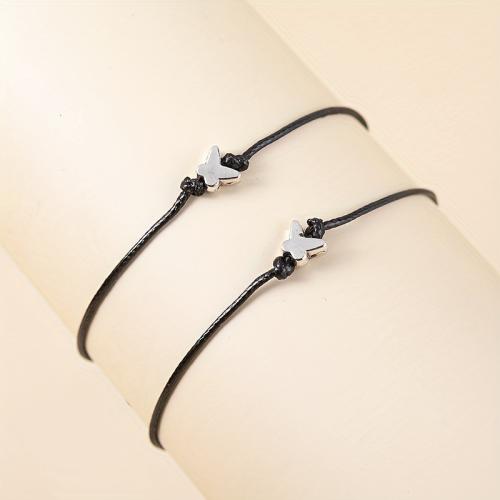 Stainless Steel Jewelry Bracelet 304 Stainless Steel with Wax Cord 2 pieces & Unisex original color Sold By Set