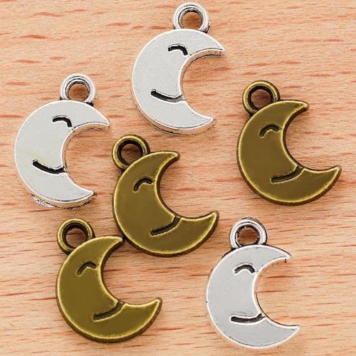 Zinc alliage Moon pendentifs, alliage de zinc, lune, Placage, DIY, plus de couleurs à choisir, 14x9mm, Vendu par PC