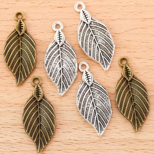 Cink Alloy Leaf Privjesci, List, pozlaćen, možete DIY, više boja za izbor, 35x15mm, Prodano By PC