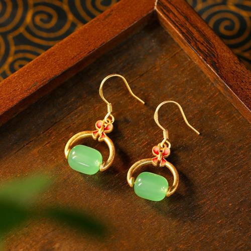 Zinc Alloy Drop Earring, guldfarve belagt, for kvinde & emalje & hule, 15x35mm, Solgt af par