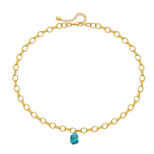 Sweater Chain Necklace Brass with turquoise with 6cm extender chain fashion jewelry & for woman Length Approx 46 cm Sold By PC