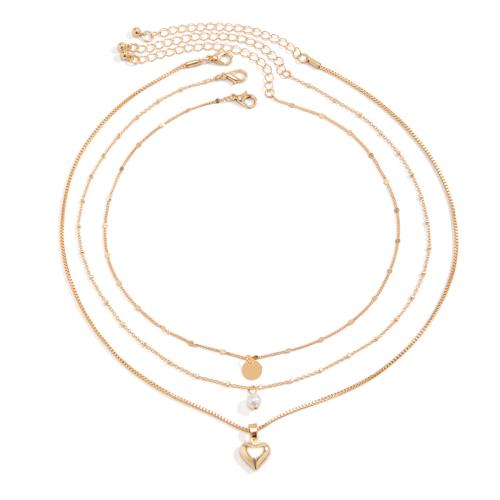 Zinc Alloy Jewelry Necklace with brass chain fashion jewelry & multilayer & for woman Sold By PC