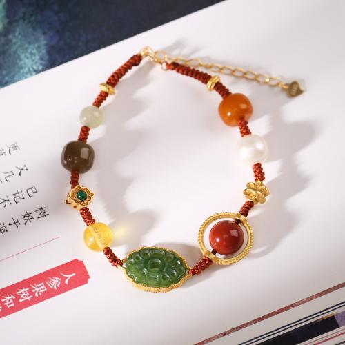 Gemstone Bracciali, Hetian Jade, with Pietra naturale, fatto a mano, gioielli di moda & stili diversi per la scelta & per la donna, Lunghezza Appross. 14-17 cm, Venduto da PC