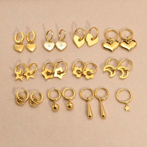 Huggie Hoop Drop Earring 304 Stainless Steel fashion jewelry & for woman golden Sold By Pair