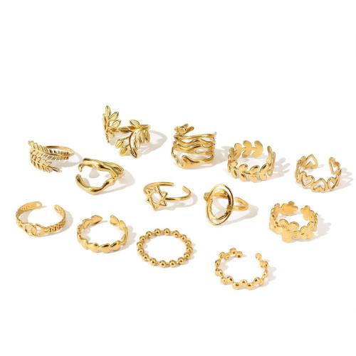 Vinger Ring in edelstaal, 304 roestvrij staal, mode sieraden & verschillende stijlen voor de keuze & voor vrouw, gouden, diameter 17mm, Verkocht door PC