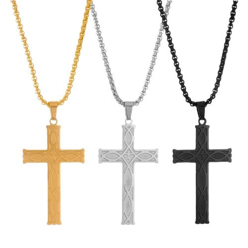 Stainless Steel smycken halsband, 304 rostfritt stål, Cross, mode smycken & Unisex, fler färger för val, Såld Per Ca 60 cm Strand