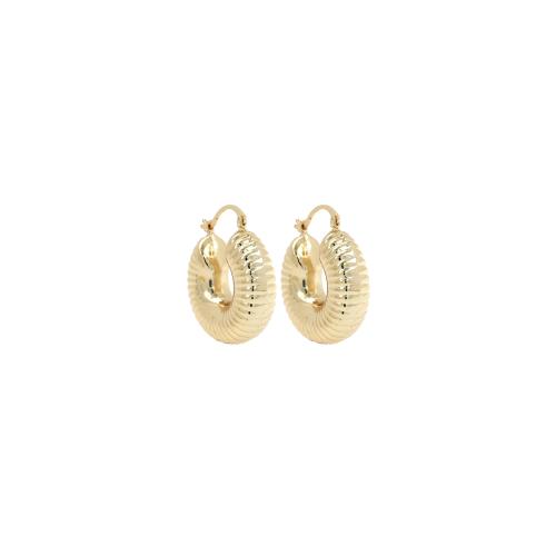 Boucle d'oreille Creole cerceau laiton, Placage de couleur d'or, bijoux de mode & pour femme, protéger l'environnement, sans nickel, plomb et cadmium, 34.50x30x10.50mm, Vendu par paire