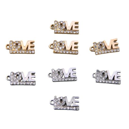 Zinc Alloy Rhinestone Pendants Alphabet Letter plated DIY & with rhinestone nickel lead & cadmium free Approx Sold By Bag