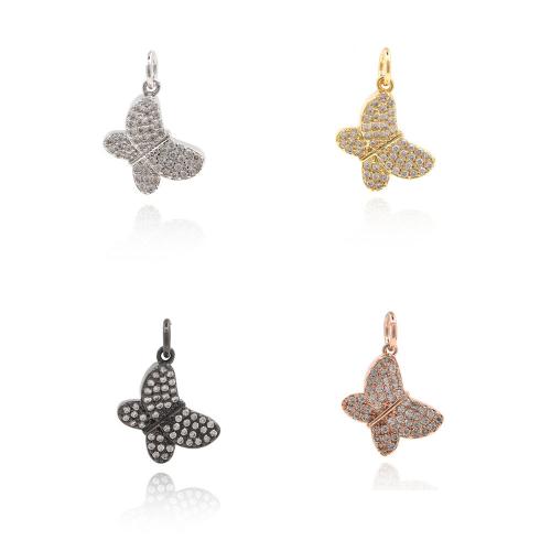 Cubic Zirconia Micro Pave Brass Pendant Butterfly plated DIY & micro pave cubic zirconia nickel lead & cadmium free Sold By PC