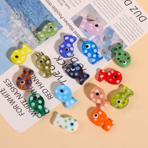 Animal Lampeperler, Lampwork, Fisk, du kan DIY, flere farver til valg, 20x12mm, Solgt af PC