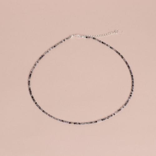 Kwarts ketting, Black Rutilated Quartz, met 5CM extender keten, voor vrouw, gemengde kleuren, Lengte 38 cm, Verkocht door PC