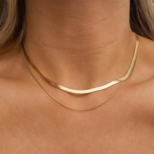 Stainless Steel Jewelry Necklace 304 Stainless Steel with Plastic Pearl gold color plated & for woman Length 45 cm Sold By PC