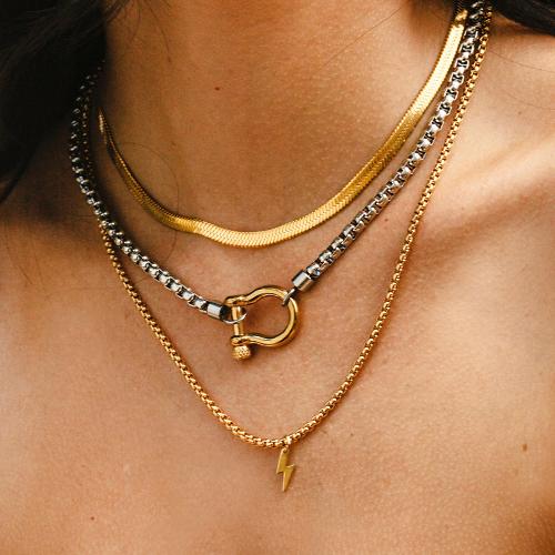 Stainless Steel Jewelry Necklace, 304 Stainless Steel, plated, for woman, more colors for choice, Length 46 cm, Sold By PC