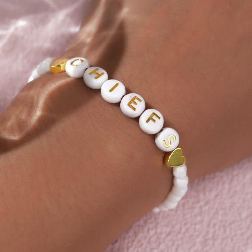 plastique bracelet, pour femme, blanc, Longueur 17.5 cm, Vendu par PC