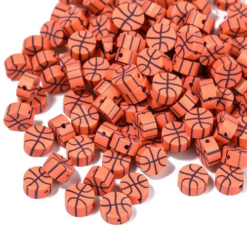 Perles en argile polymère, argile de polymère, DIY, orange, 9.50x4.50mm, Trou:Environ 1.5mm, 100PC/sac, Vendu par sac