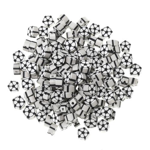 Grânulos de argila de polímero, DIY, branco e preto, 9.80x4.50mm, Buraco:Aprox 1.5mm, 100PCs/Bag, vendido por Bag