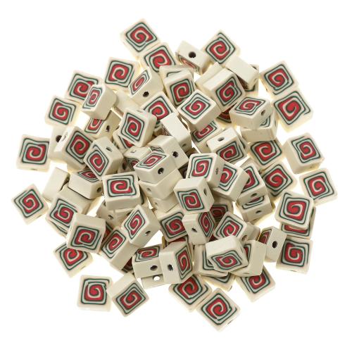 Abalorios de FIMO, Arcilla polimero, Cuadrado, Bricolaje, beige, 9.80x4.50mm, agujero:aproximado 1.5mm, 100PCs/Bolsa, Vendido por Bolsa